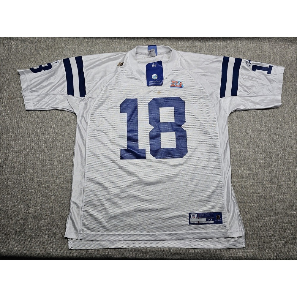Indianapolis Colts Football Jersey Mens XL White NFL Manning 18 Reebok